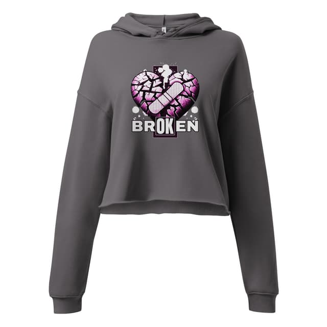Broken Heart Crop Hoodie Premium Woman