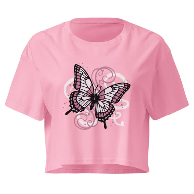 Women's Butterfly Swirl Crop Top