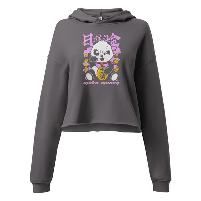 Panda Make Money Crop Hoodie Premium Woman