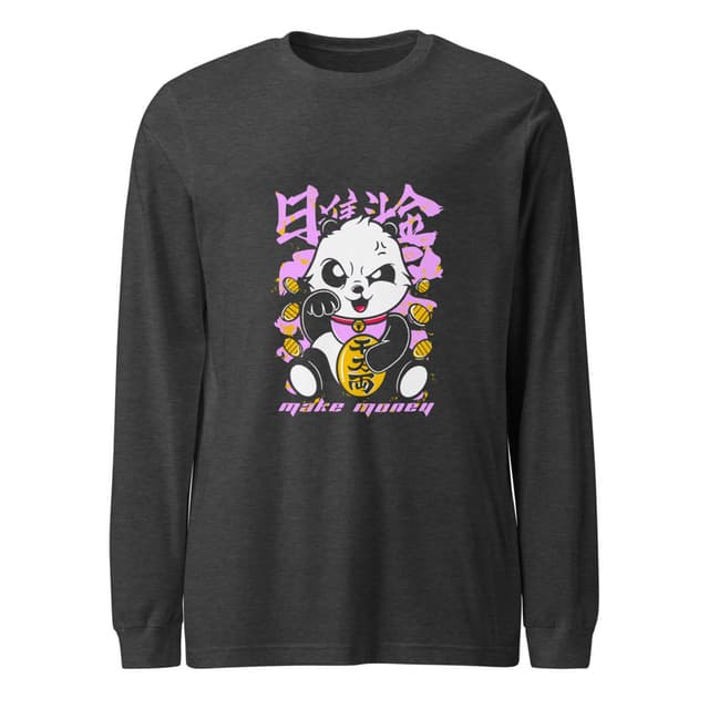 Panda Make Money T-Shirt Long Sleeve Premium Woman