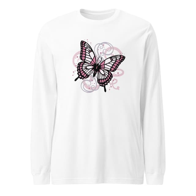 Rose Butterfly Sense Long Sleeve Premium T-Shirt for Women