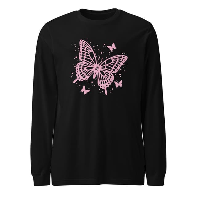 Stencil Butterfly Long Sleeve T-Shirt Premium for Women