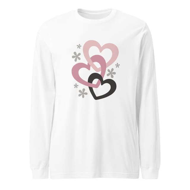 Triple Hearts Long Sleeve T-Shirt Premium for Women